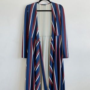 Long Striped Wrap Dress